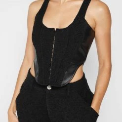 Woman Tops Boucle Corset Top - Black TOPS & T SHIRTS