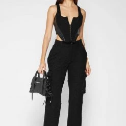 Woman Tops Boucle Corset Top - Black TOPS & T SHIRTS