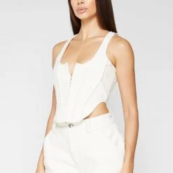 Woman Tops TOPS & T SHIRTS Boucle Corset Top - Cream