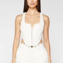 Woman Tops TOPS & T SHIRTS Boucle Corset Top - Cream