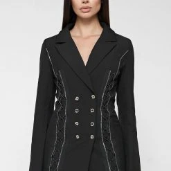 Woman Dresses Bungee Cord Blazer Dress - Black