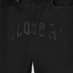 Man Denim Colossal Crystal Slogan Jeans - Black