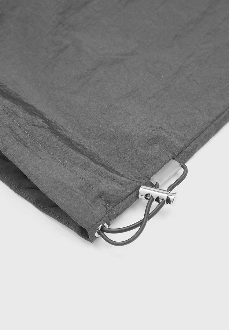 Man Casual Trousers Crinkled Nylon Pant - Grey