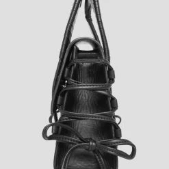 Woman Accessories Caged Vegan Leather Lace Up Bag - Black