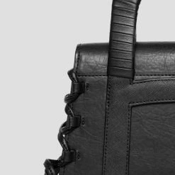Woman Accessories Caged Vegan Leather Lace Up Bag - Black