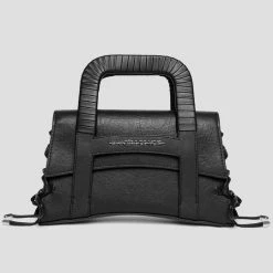 Woman Accessories Caged Vegan Leather Lace Up Bag - Black