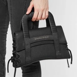 Woman Accessories Caged Vegan Leather Lace Up Bag - Black