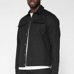 Man Jackets CO-ORDS Cotton Canvas Cargo Jacket - Black