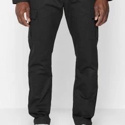 Man Casual Trousers Cotton Canvas Cargo Pants - Black