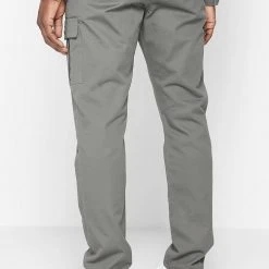 Man Casual Trousers Cotton Canvas Cargo Pants - Olive Green