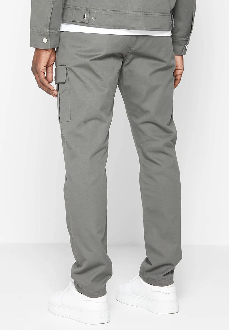 Man Casual Trousers Cotton Canvas Cargo Pants - Olive Green