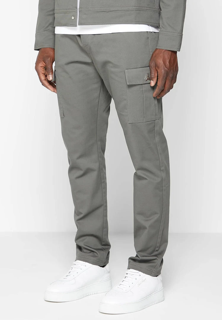 Man Casual Trousers Cotton Canvas Cargo Pants - Olive Green