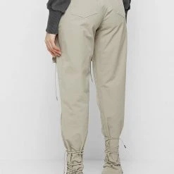 Woman Trousers Cargo Pants With Bungee Cord - Beige