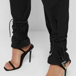 Woman Trousers CARGO PANTS & JOGGERS Cargo Pants With Bungee Cord - Black