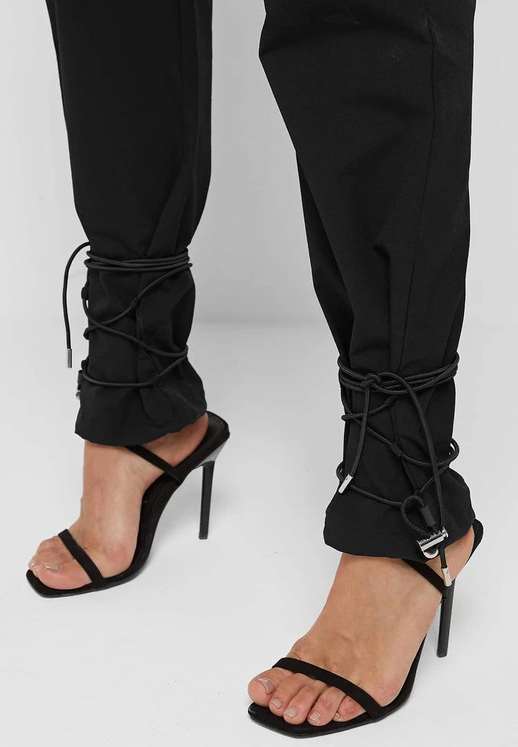 Woman Trousers CARGO PANTS & JOGGERS Cargo Pants With Bungee Cord - Black