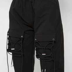 Woman Trousers CARGO PANTS & JOGGERS Cargo Pants With Bungee Cord - Black