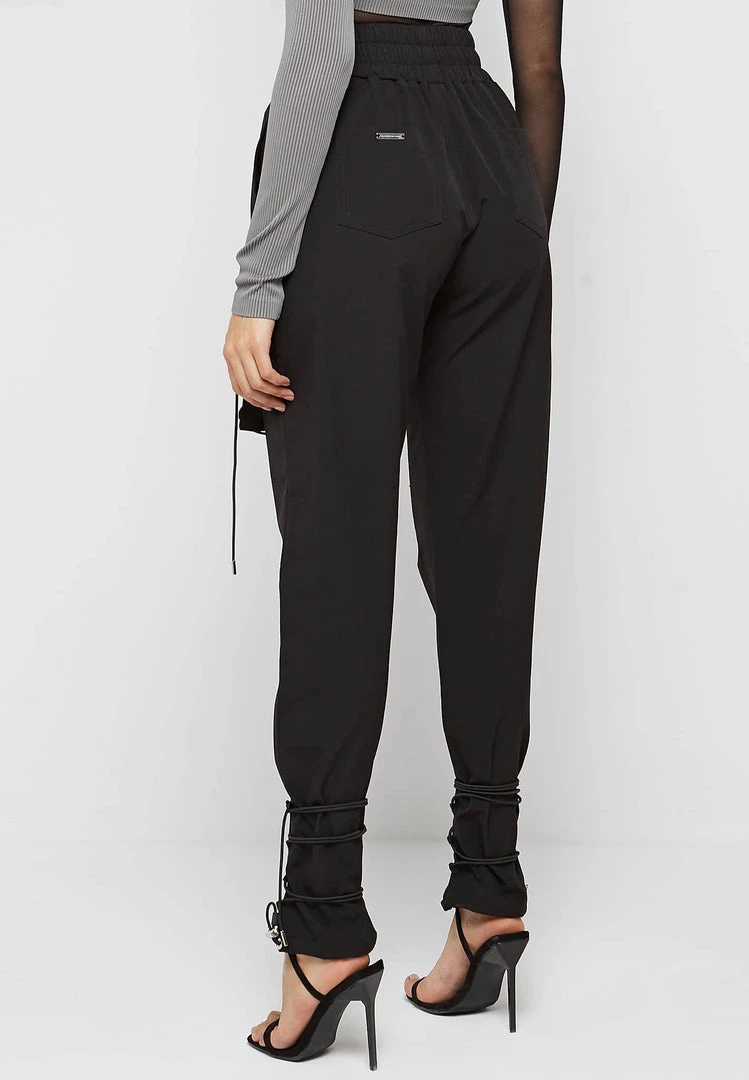 Woman Trousers CARGO PANTS & JOGGERS Cargo Pants With Bungee Cord - Black