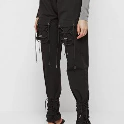 Woman Trousers CARGO PANTS & JOGGERS Cargo Pants With Bungee Cord - Black