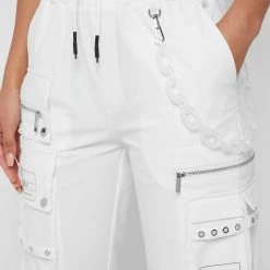 Woman Trousers CARGO PANTS & JOGGERS Cargo Pants With Frosted Chain - Off White