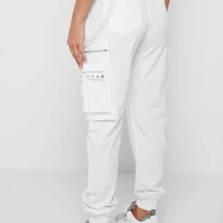 Woman Trousers CARGO PANTS & JOGGERS Cargo Pants With Frosted Chain - Off White