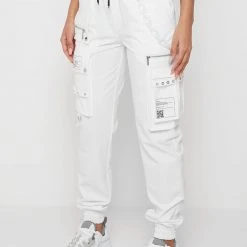 Woman Trousers CARGO PANTS & JOGGERS Cargo Pants With Frosted Chain - Off White