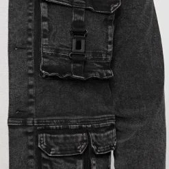 Man Jackets Cargo Pocket Denim Jacket - Stonewash Black