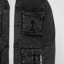 Man Jackets Cargo Pocket Denim Jacket - Stonewash Black