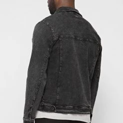 Man Jackets Cargo Pocket Denim Jacket - Stonewash Black