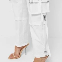 Woman Trousers CARGO PANTS & JOGGERS Cargo Trousers With Tassels - White