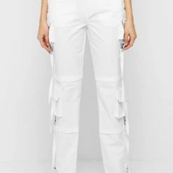 Woman Trousers CARGO PANTS & JOGGERS Cargo Trousers With Tassels - White