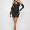 Woman Dresses Chain Halterneck Bodycon Dress - Black