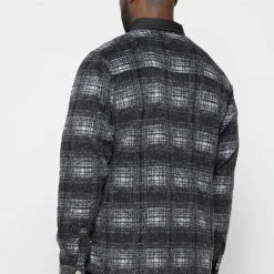 Man Shirts Check Shirt With Denim - Black