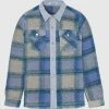 Man Shirts Check Shirt With Denim - Blue