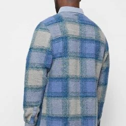 Man Shirts Check Shirt With Denim - Blue