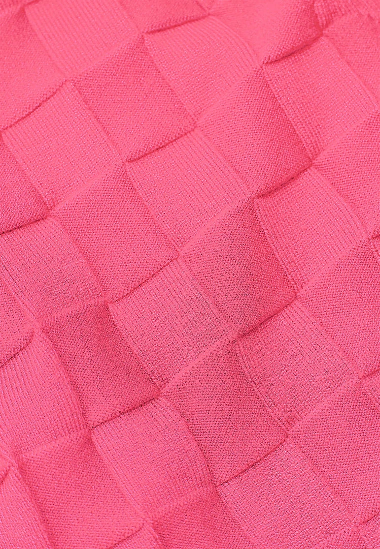 Woman Jumpsuits Chequerboard Knitted Playsuit - Pink