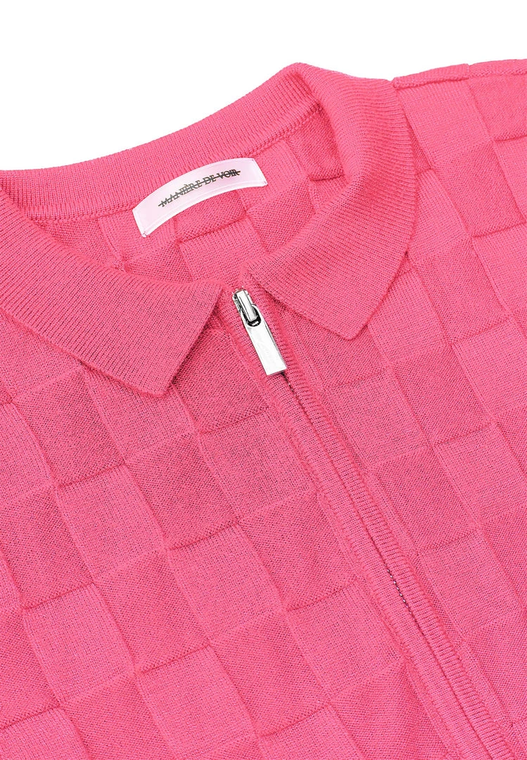 Woman Jumpsuits Chequerboard Knitted Playsuit - Pink