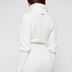 Woman Dresses Chunky Knit Jumper Dress - Off White
