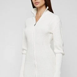 Woman Dresses Chunky Knit Jumper Dress - Off White