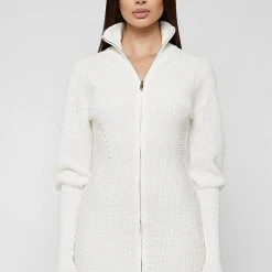 Woman Dresses Chunky Knit Jumper Dress - Off White