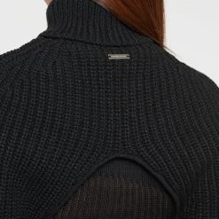 Woman Accessories Chunky Knit Turtleneck Arm Warmer - Black KNITWEAR