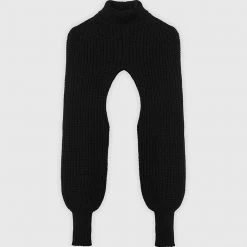 Woman Accessories Chunky Knit Turtleneck Arm Warmer - Black KNITWEAR