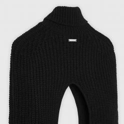 Woman Accessories Chunky Knit Turtleneck Arm Warmer - Black KNITWEAR
