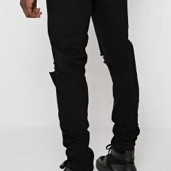 Man Denim Colossal Crystal Slogan Jeans - Black