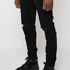 Man Denim Colossal Crystal Slogan Jeans - Black