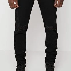Man Denim Colossal Crystal Slogan Jeans - Black