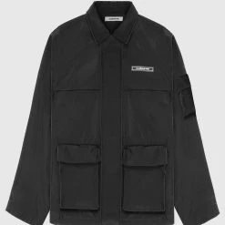 Man Jackets Nylon Harrington Jacket - Black