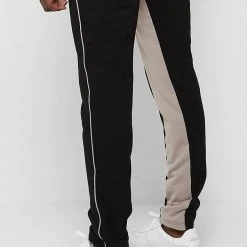 Man Tracksuit Bottoms TRACKSUITS Contrast Panel Tracksuit Bottoms - Black/Beige