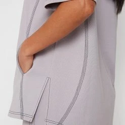 Woman Hoodies Contrast Stitch Oversized Hoodie - Mauve CO-ORDS