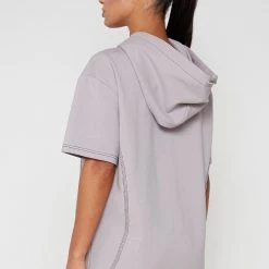 Woman Hoodies Contrast Stitch Oversized Hoodie - Mauve CO-ORDS