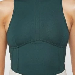 Woman Tops Contrast Stitch Racer Bodysuit - Forest Green